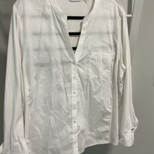 Calvin Klein Crisp White Collarless Shirt